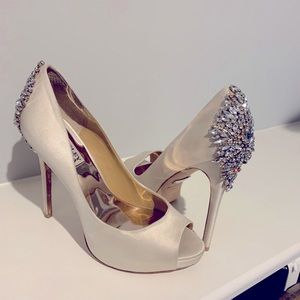 Badgley Mischka Wedding Bridal Kiara PeepToe Satin